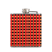 Cooles Gingham Orange-, Rot- und Schwarz-Muster Flachmann (Rückseite)