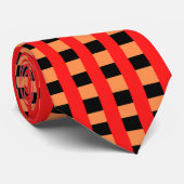 Cooles Gingham Orange-, Rot- und Schwarz-Muster Krawatte (Gerollt)