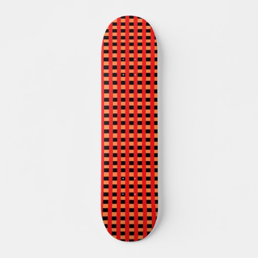 Cooles Gingham Orange-, Rot- und Schwarz-Muster Skateboard (Vorne)