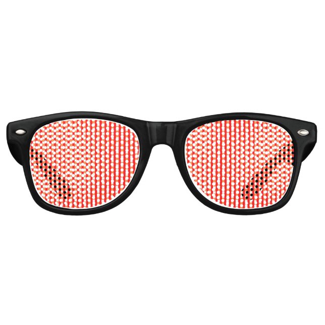 Cooles Gingham Orange-, Rot- und Weißmuster-Design Partybrille (Vorderseite)