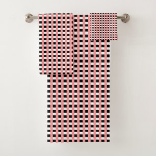 Cooles Gingham Pink Black and White Design Badhandtuch Set