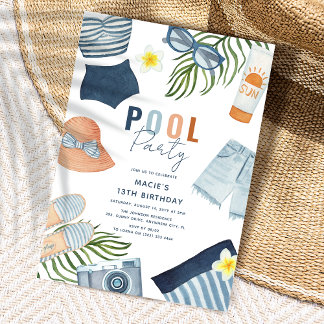Cooles Girl Pool Party Geburtstagseinladung Einladung