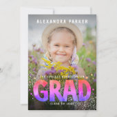 Cooles Girly Graduate Lila Pink Gradient Foto Ankündigung (Vorderseite)