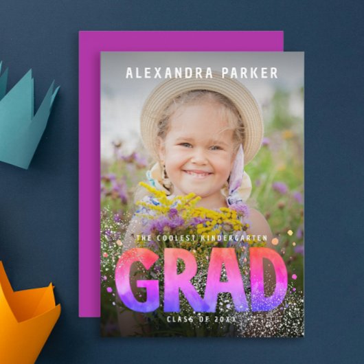 Cooles Girly Graduate Lila Pink Gradient Foto Ankündigung