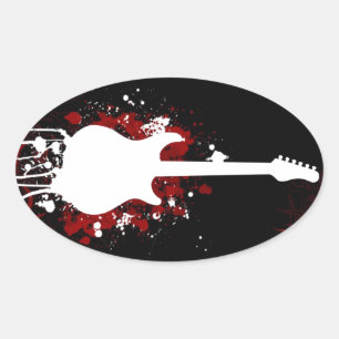 Cooles Gitarrendesign Ovaler Aufkleber