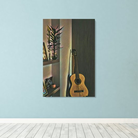 Cooles Gitarrengeschenk Leinwanddruck (Insitu (Holzboden))