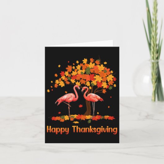 Cooles Glück Thanksgiving Fall Flamingo Lover Karte (Vorderseite)
