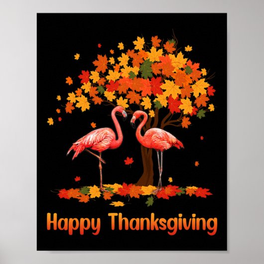 Cooles Glück Thanksgiving Fall Flamingo Lover Poster (Vorne)