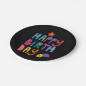 Cooles Glück zum Geburtstag farbenfroh Pappteller (Schrägansicht)