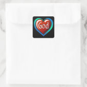 Cooles GOD Herz Quadratischer Aufkleber (Tasche)