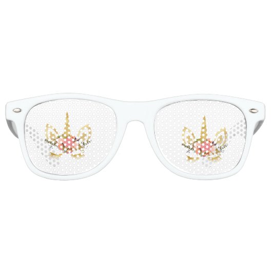 Cooles Gold Glitzer Einhorngesicht Partybrille (Vorderseite)