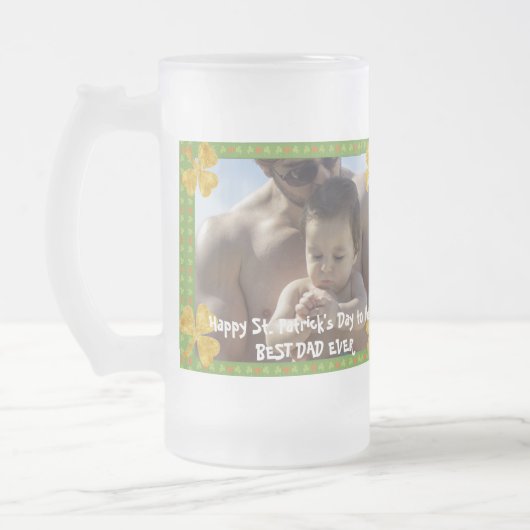 Cooles Gold Irish Kleeblatt Bester Vater je St Pat Mattglas Bierglas (Links)