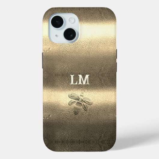 Cooles Gold Look Bee Monogram Case-Mate iPhone Hülle (Rückseite)