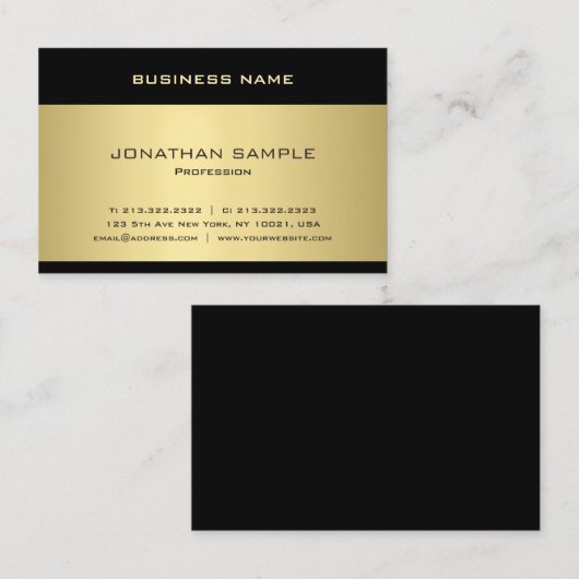 Cooles Gold Look Template Elegant Modernes Design Visitenkarte (Vorne/Hinten)