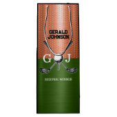 Cooles Golf Monogram Design Geschenktüte Für Weinflaschen (Rückseite)