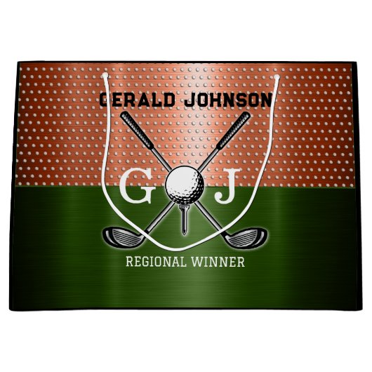 Cooles Golf Monogram Design Große Geschenktüte (Vorderseite)