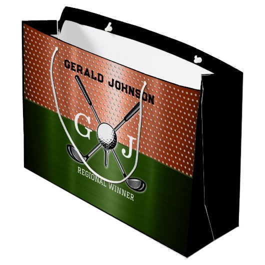 Cooles Golf Monogram Design Große Geschenktüte (Rückseite Schrägansicht)