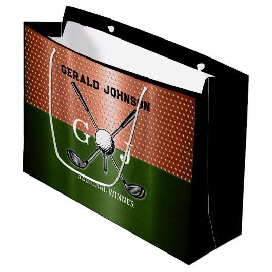 Cooles Golf Monogram Design Große Geschenktüte (Vorderseite Schrägansicht)