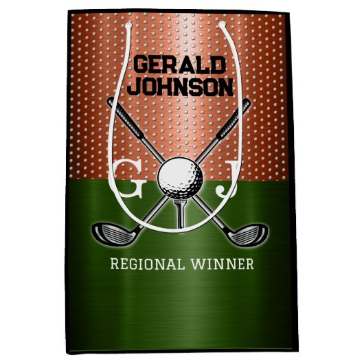 Cooles Golf Monogram Design Mittlere Geschenktüte (Vorderseite)