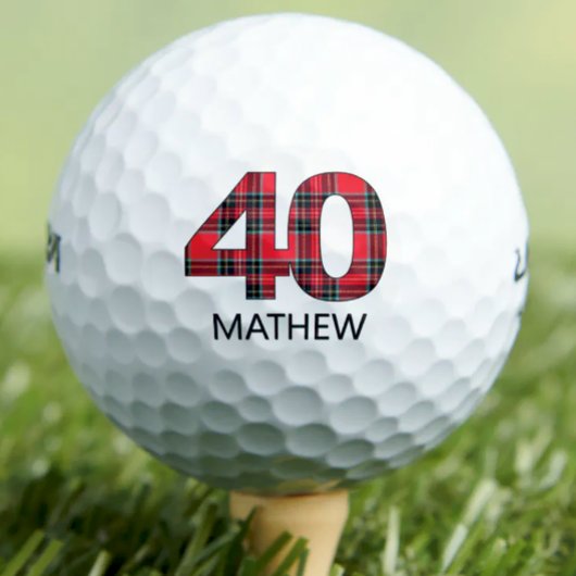 Cooles Golfer-Geschenk 40. Geburtstag rotes Karode Golfball
