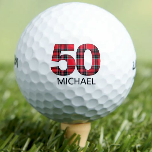Cooles Golfer Geschenk 50. Geburtstag kariertes De Golfball