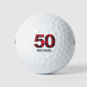 Cooles Golfer Geschenk 50. Geburtstag kariertes De Golfball (Vorderseite)