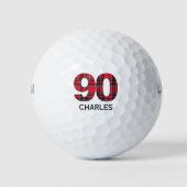 Cooles Golfer-Geschenk 90. Geburtstag kariertes De Golfball (Vorderseite)