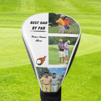 Cooles Golfgeschenk für Vater mit 3 Foto und Name Golf Headcover