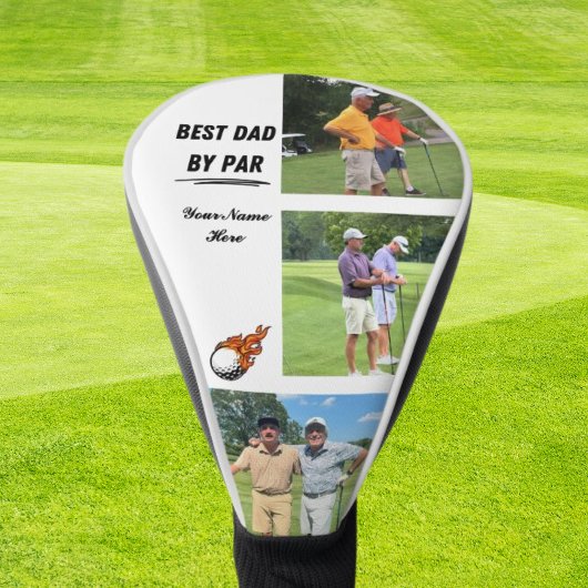 Cooles Golfgeschenk für Vater mit 3 Foto und Name  Golf Headcover