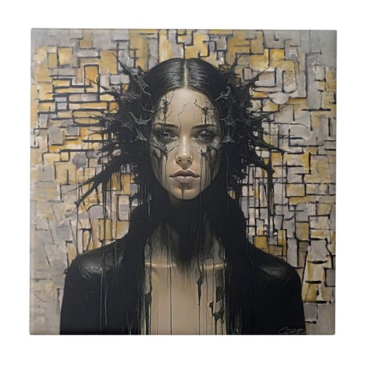 Cooles Gotisches Giro - Mondrian - Abstrakte Kunst Fliese (Vorderseite)