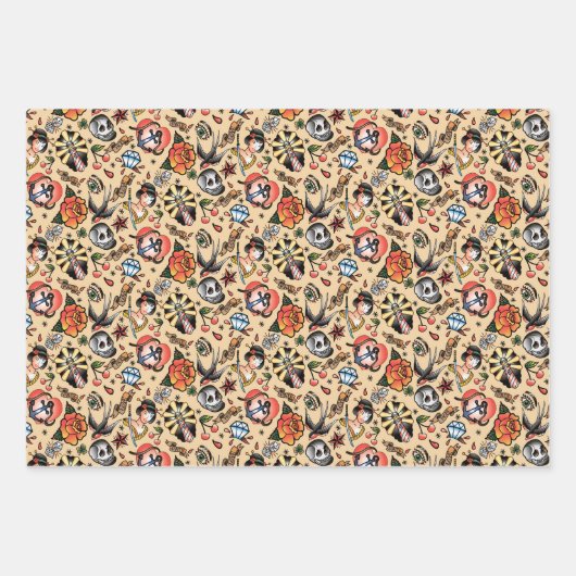 cooles gotisches Hochzeitsmuster Geschenkpapier Set (Vorderseite)