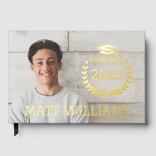 Cooles Graduate Foto Keepake Graduation Party Foil Gästebuch (Vorderseite)