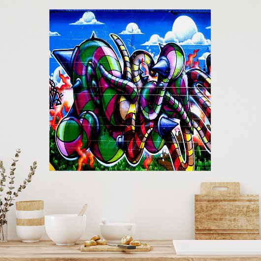 Cooles Graffiti Wortart Wohngestaltung Poster (Küche)