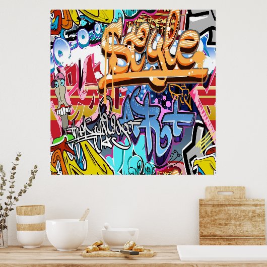 Cooles Graffiti Wortart Zuhause Bürodekor Poster (Küche)