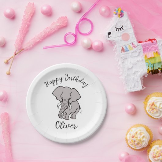 Cooles grafisches ELEPHANT - Happy Birthday - Part Pappteller (Party)