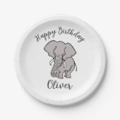 Cooles grafisches ELEPHANT - Happy Birthday - Part Pappteller (Vorderseite)
