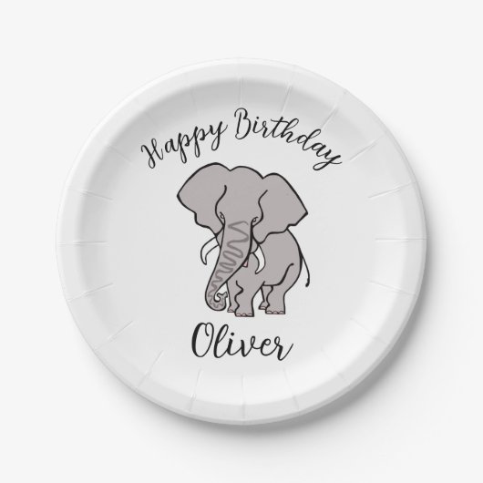 Cooles grafisches ELEPHANT - Happy Birthday - Part Pappteller (Vorderseite)