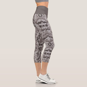 Cooles Graue und weiße Schlangenmuster Capri Leggings
