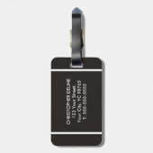 Cooles graues Weiß-gestreiftes Monogramm Gepäckanhänger (Rückseite vertikal)