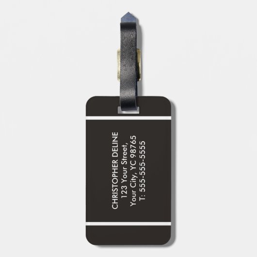 Cooles graues Weiß-gestreiftes Monogramm Gepäckanhänger (Rückseite vertikal)