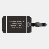 Cooles graues Weiß-gestreiftes Monogramm Gepäckanhänger (Rückseite horizontal)