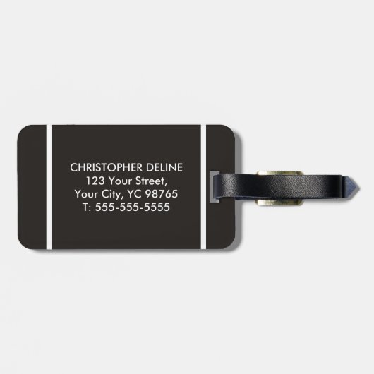 Cooles graues Weiß-gestreiftes Monogramm Gepäckanhänger (Rückseite horizontal)