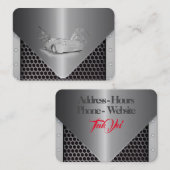 cooles Graumetalllook mit zeichn eines Autos Visitenkarte (Vorne/Hinten)