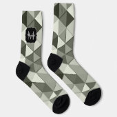 Cooles Graustufendreieck-geometrisches Monogramm Socken (Rechts)