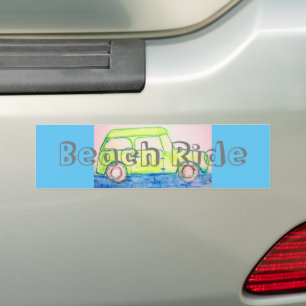 Cooles Green Car Strandfahren Autoaufkleber