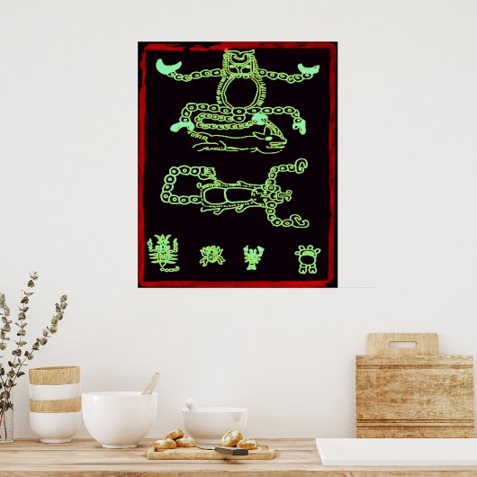 Cooles Green Mayan Design Poster (Küche)