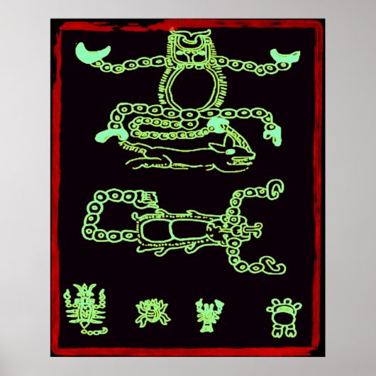Cooles Green Mayan Design Poster (Vorne)