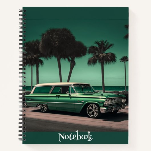Cooles Green & Silver Car am Strand Notizblock (Vorderseite)