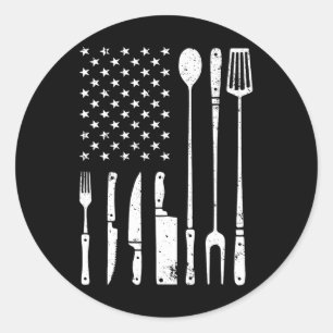 Cooles Grillen für Männer - Flag Grillen Rbeque Sm Runder Aufkleber