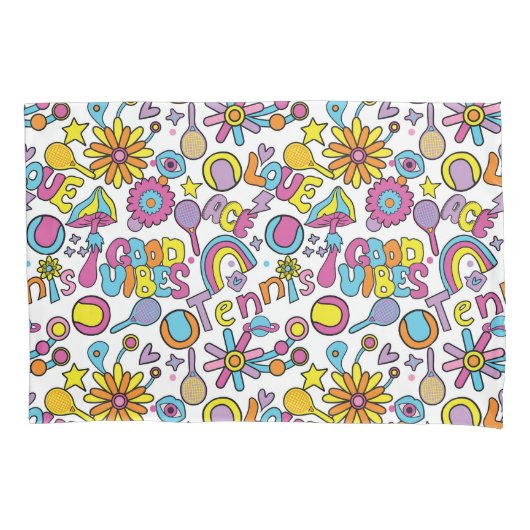Cooles 🎾 Groovy Pastel Tennis Kissenbezug (Vorderseite)